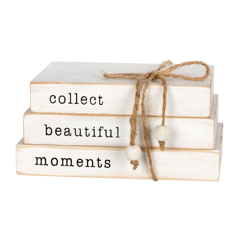 Stratton Home Decor Decorative Farmhouse Distressed White Wood Stacked Books