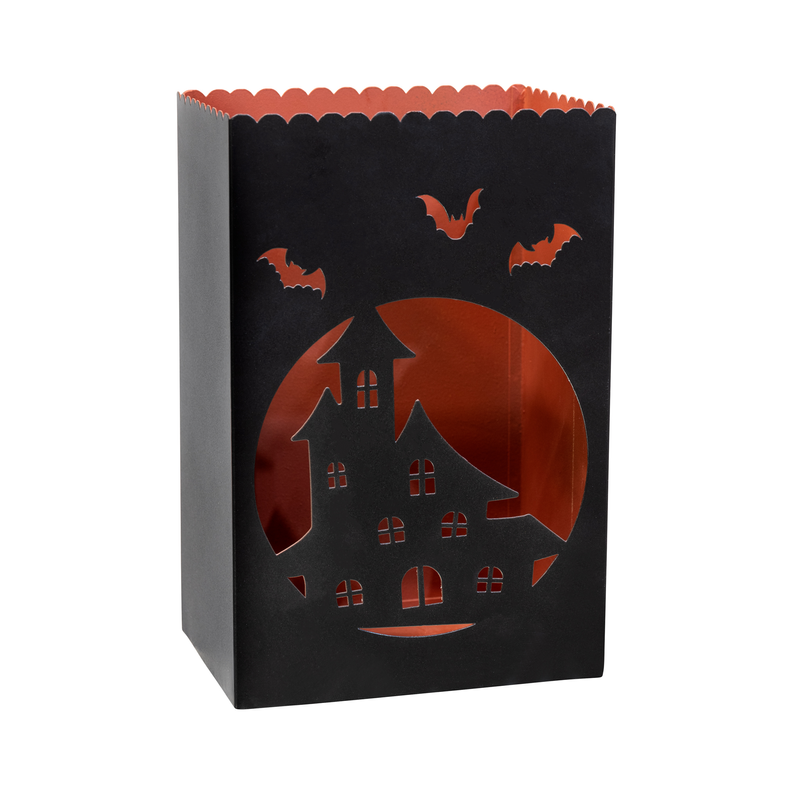 Stratton Home Decor Farmhouse Black and Orange Halloween Cutout Metal Lantern