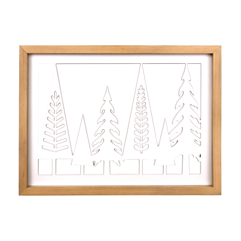 Stratton Home Decor Farmhouse Cutout and Layered Winter Woods Framed Wall Art