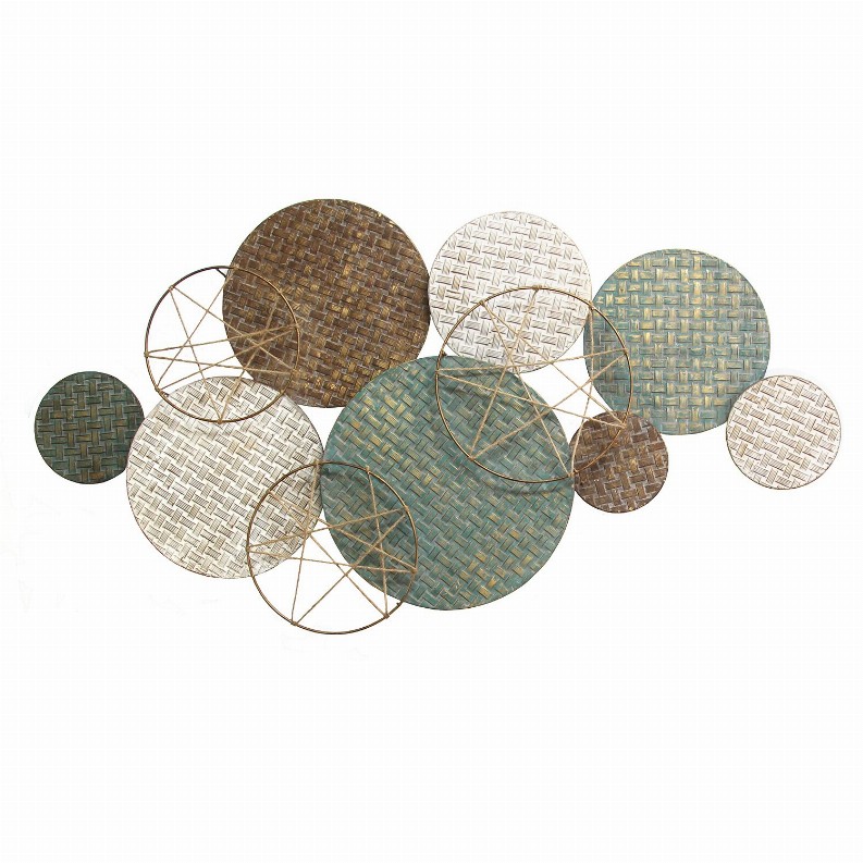 Stratton Home Decor Woven Texture Metal Plates with Jute Accents
