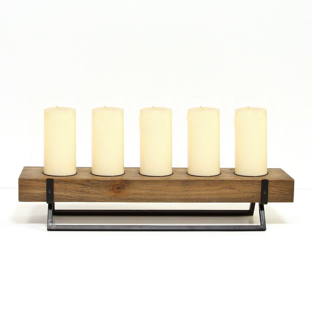 Stratton Home Decor Rustic 5 Candle Holder Centerpiece