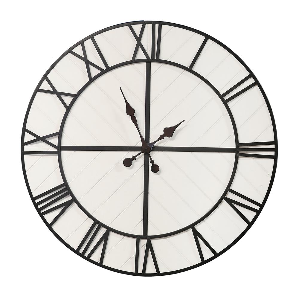 Stratton Home Decor Oversized 31.50 inch Henry Black and White Wood Wall Clock