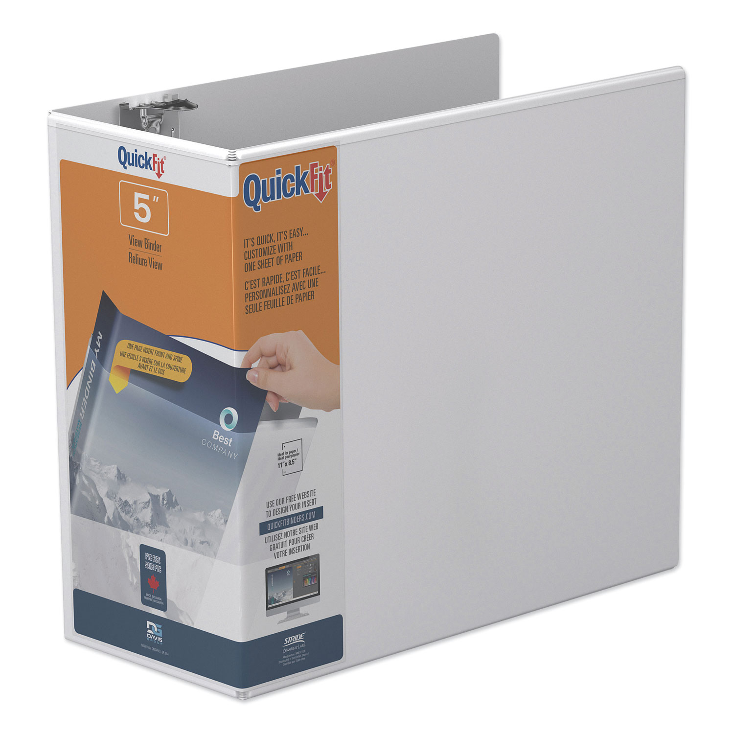 QuickFit D-Ring View Binders - 5" Binder Capacity - Letter - 8 1/2" x 11" Sheet Size - 1000 Sheet Capacity - D-Ring Fastener(s) 