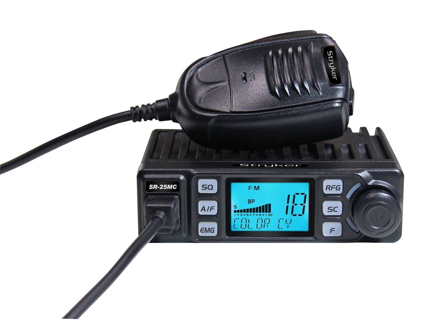 Stryker - SR25MC Compact 20 Watt Pep Am/Fm 10 Meter Amateur Radio With Selectable 7 Color Lcd Display & 6 Level Dimmer