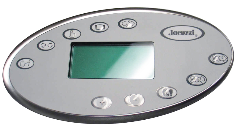 Spaside Control, Jacuzzi J-300, 2002-2006, Oval, 10-Button, LCD, Cycle-Mode-Pump1-pump2