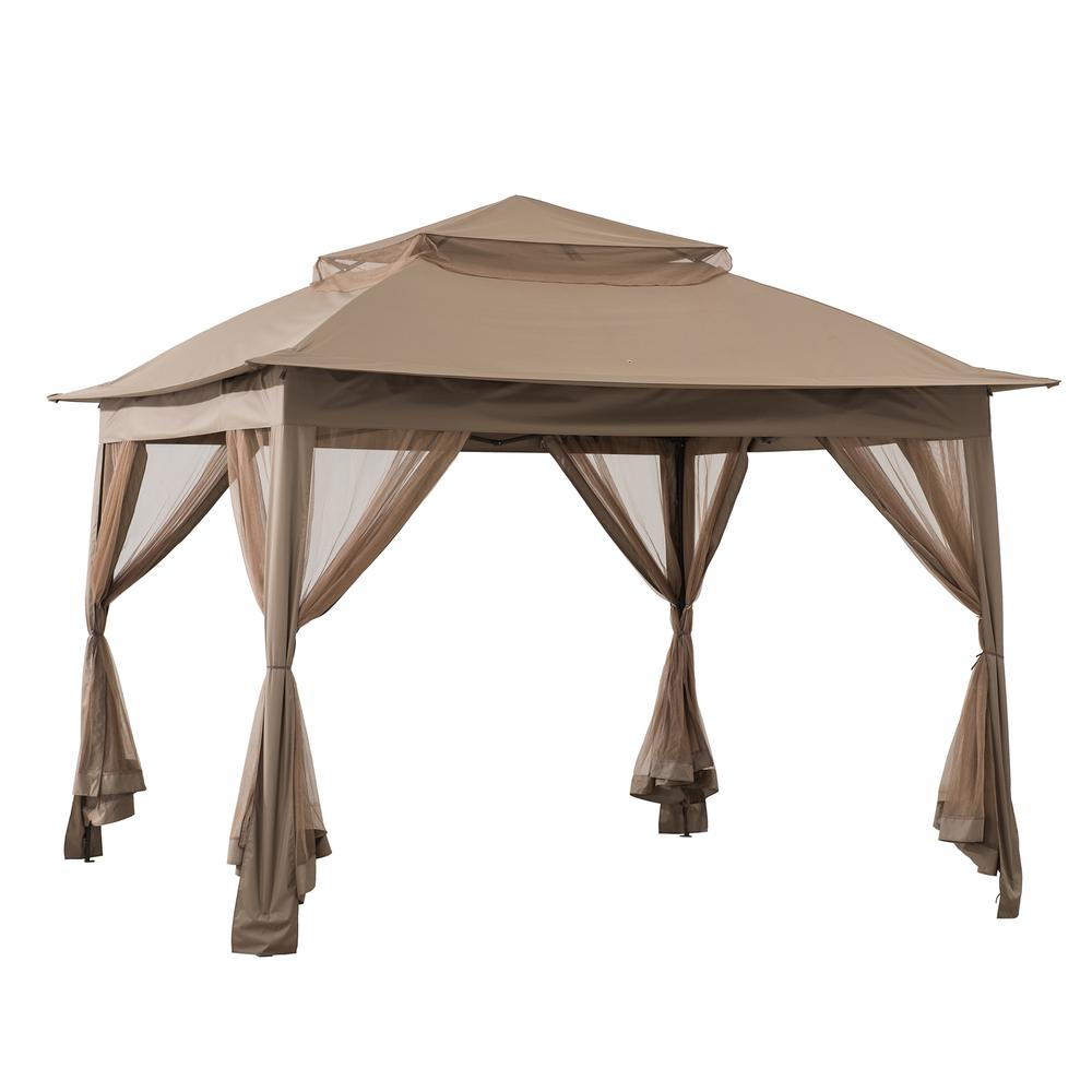 11 ft. x 11 ft. Khaki Pop Up Portable Steel Gazebo