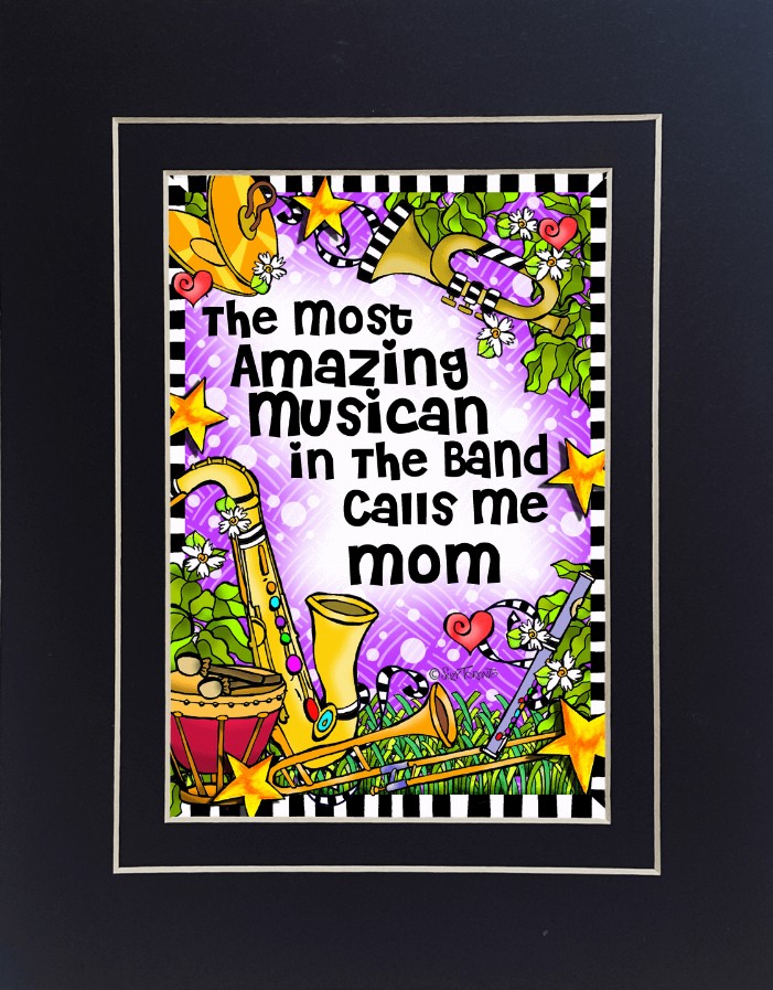 Band Mom/Grandma Themed Gifty Art - 8" x 10"BlackBand-MOM (SFM)