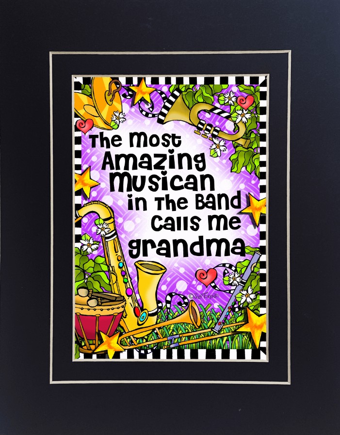 Band Mom/Grandma Themed Gifty Art - 8" x 10"BlackBand-GRANDMA (SFM)
