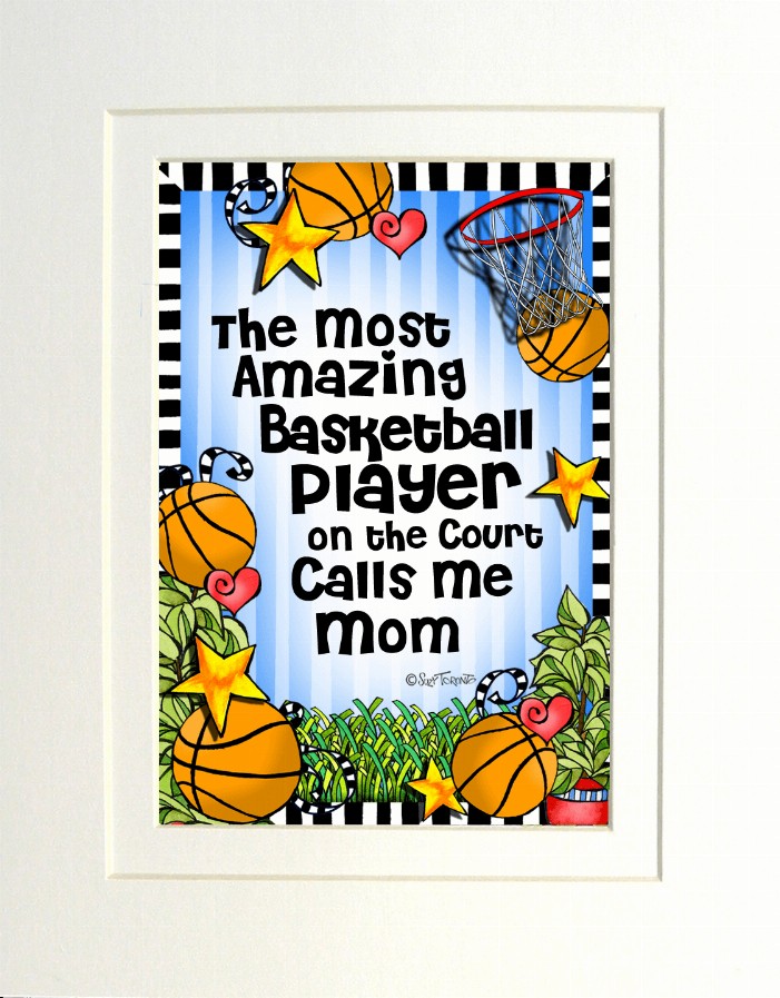 Basketball Mom/Grandma Themed Gifty Art - 8" x 10"WhiteBasketball-MOM (SFM)