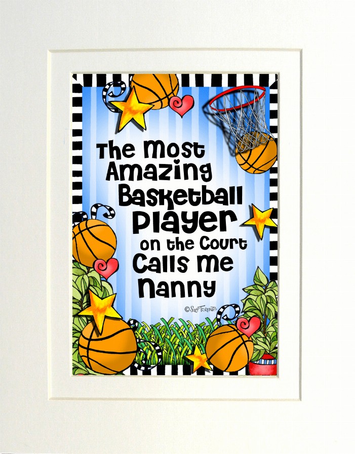 Basketball Mom/Grandma Themed Gifty Art - 8" x 10"WhiteBasketball-NANNY (SFM)