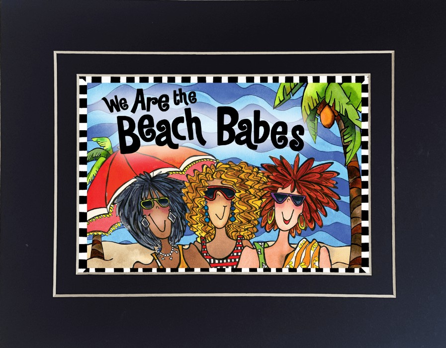 Beach Themed Gifty Art - 8" x 10"BlackBeach Babes