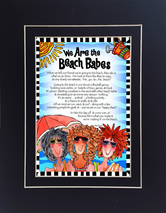 Beach Themed Gifty Art - 8" x 10"BlackBeach Babes with story