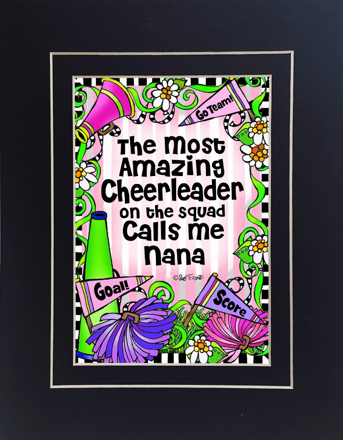 Cheer Squad Mom/Grandma Themed Gifty Art - 8" x 10"BlackCheer Squad-NANA (SFM)