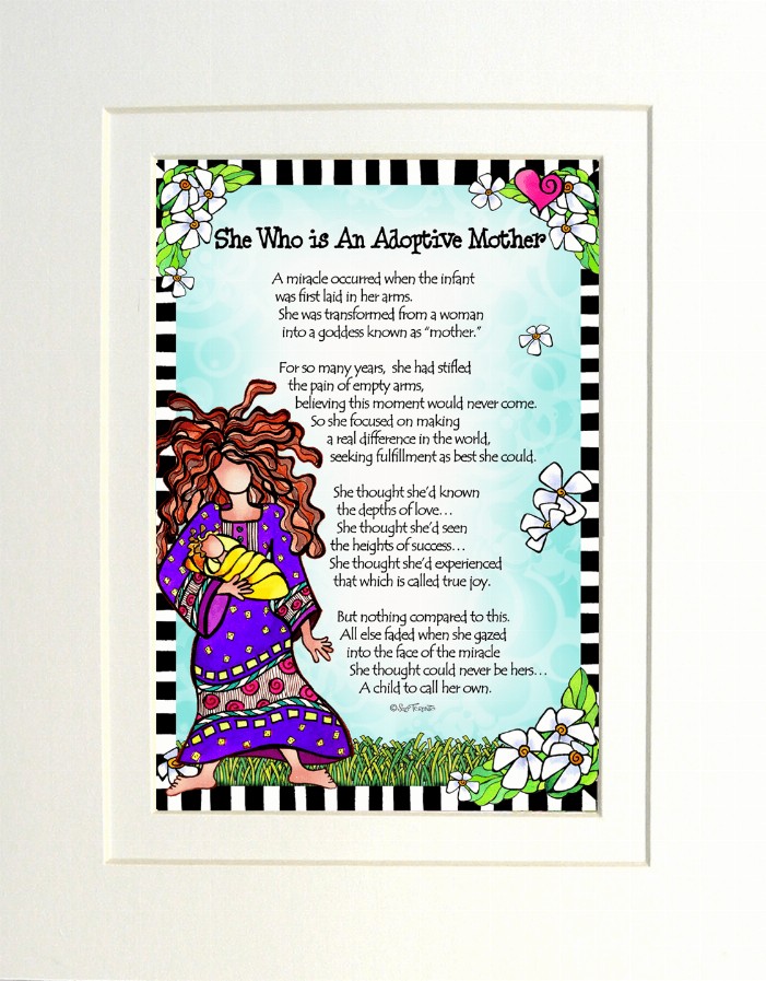 Family Themed Gifty Art - 8" x 10"WhiteAdoptive Mother