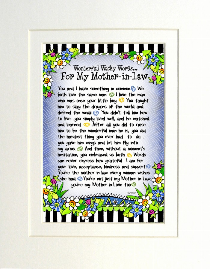 Family Themed Gifty Art - 8" x 10"WhiteMy Mother In Law