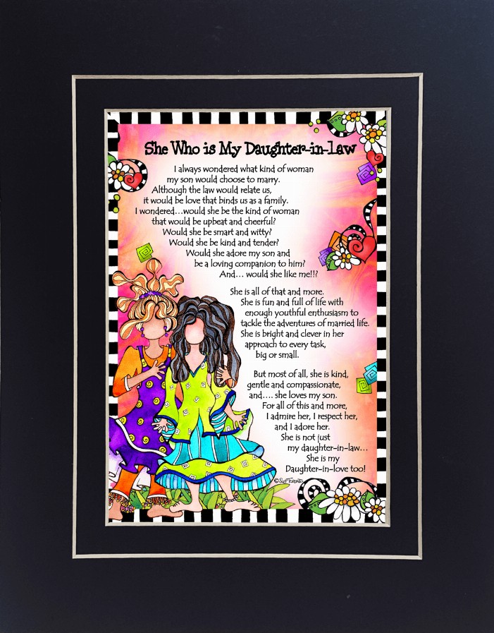 Family Themed Gifty Art - 8" x 10"BlackMy Daughter In Law