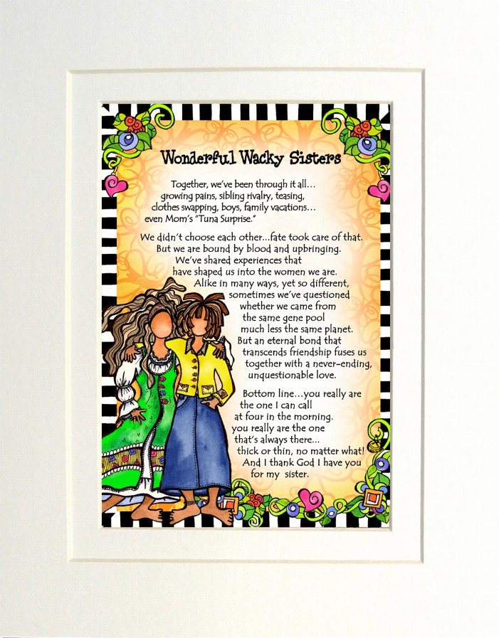 Family Themed Gifty Art - 8" x 10"WhiteWacky Sisters