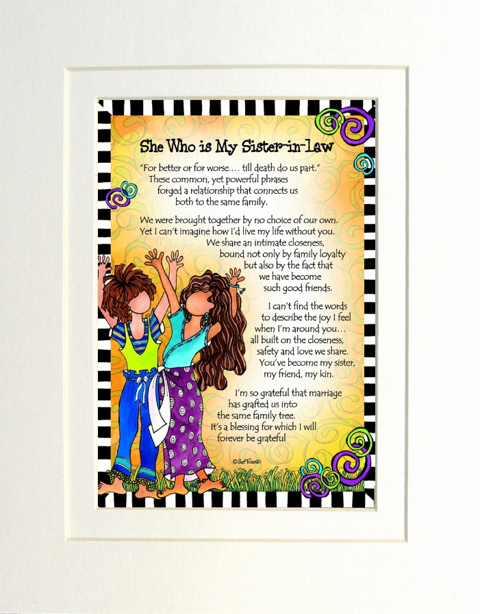 Family Themed Gifty Art - 8" x 10"WhiteSister-In-Law