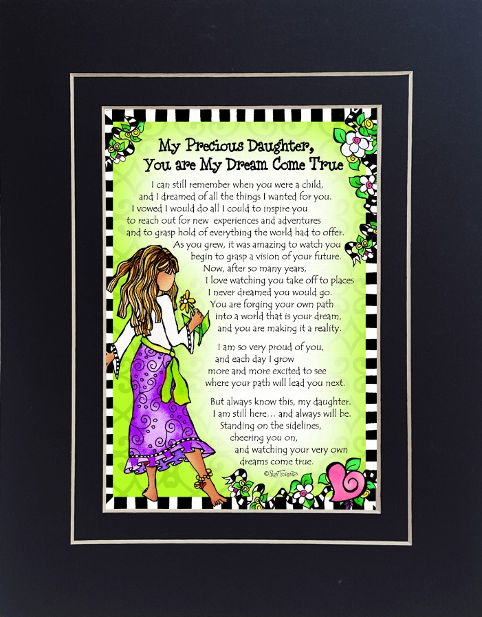 Family Themed Gifty Art - 8" x 10"BlackDaughter - Dream Come True