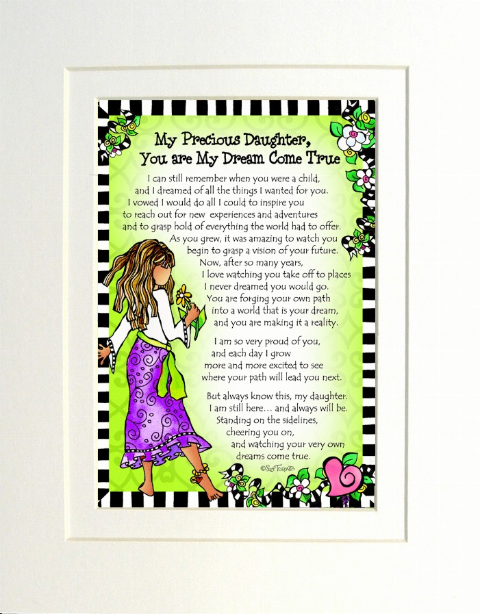 Family Themed Gifty Art - 8" x 10"WhiteDaughter - Dream Come True