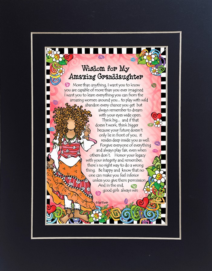 Family Themed Gifty Art - 8" x 10"BlackAmazing Granddaughter
