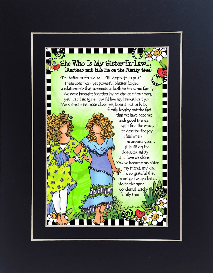 Family Themed Gifty Art - 8" x 10"BlackSister-In-Law... Nut in Family Tree