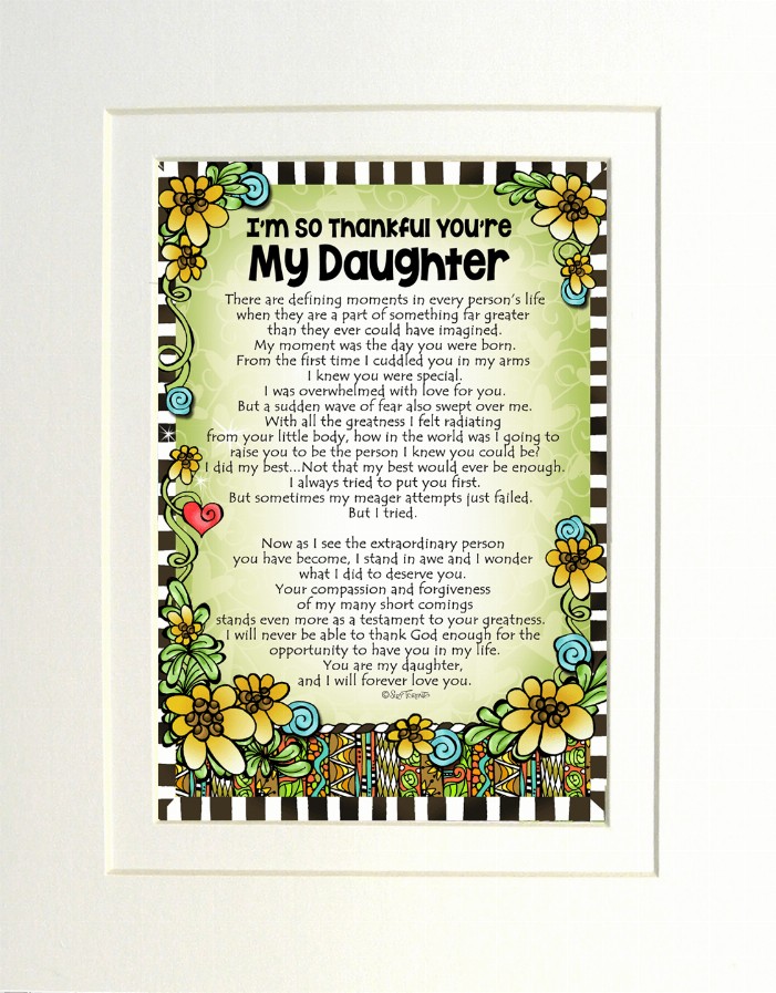 Family Themed Gifty Art - 8" x 10"WhiteI'm So Thankful You're My Daughter
