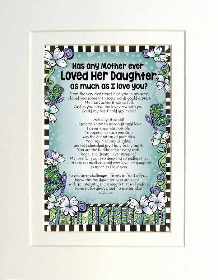 Family Themed Gifty Art - 8" x 10"WhiteMother Loved her Daughter