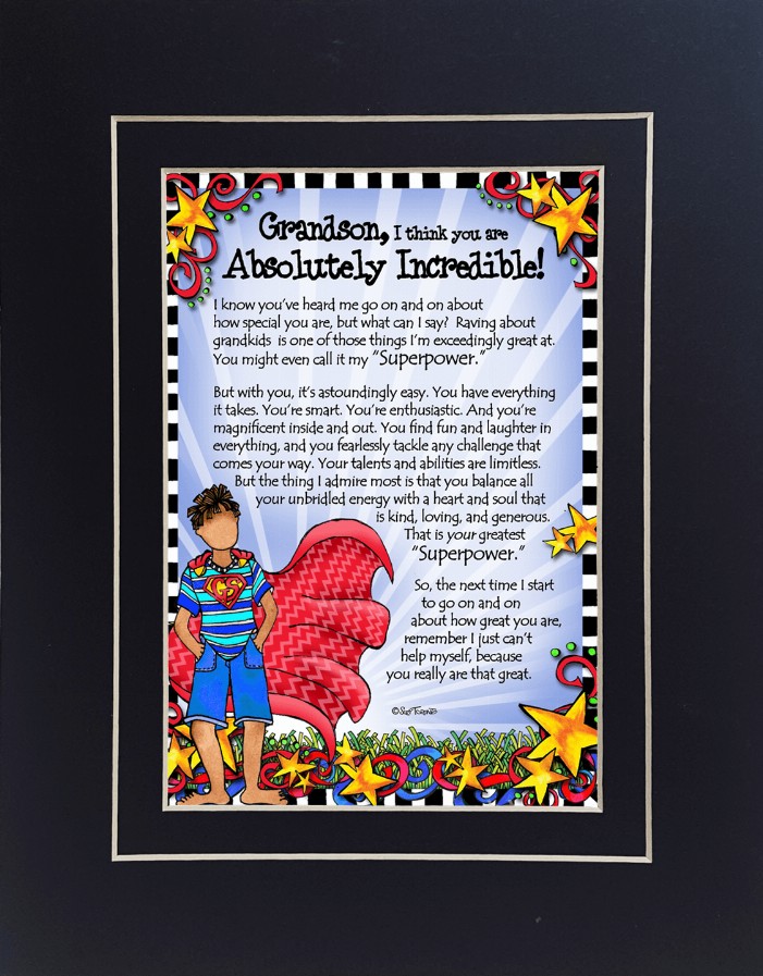 Family Themed Gifty Art - 8" x 10"BlackIncredible Grandson