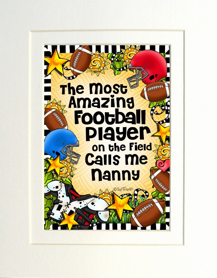Football Mom/Grandma Themed Gifty Art - 8" x 10"WhiteFootball-NANNY (SFM)