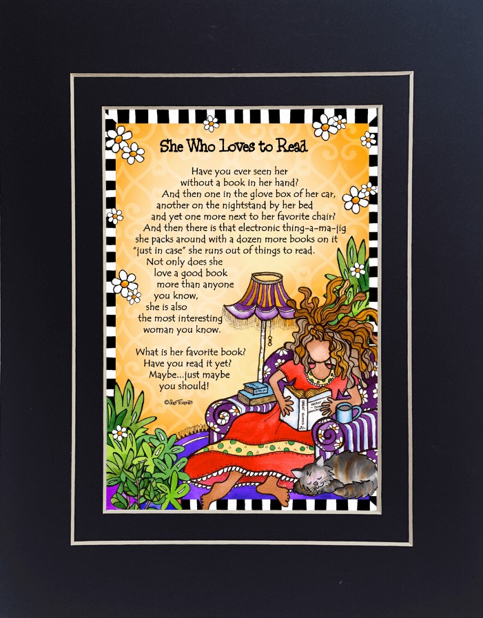 Loves Themed Gifty Art - 8" x 10"BlackLoves to Read