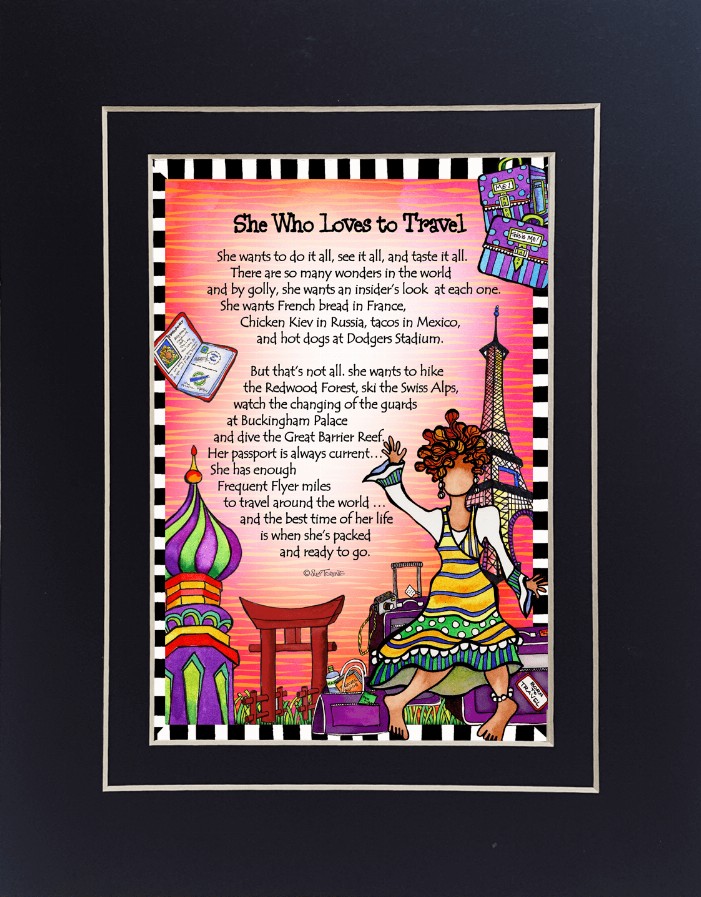 Loves Themed Gifty Art - 8" x 10"BlackLoves to Travel
