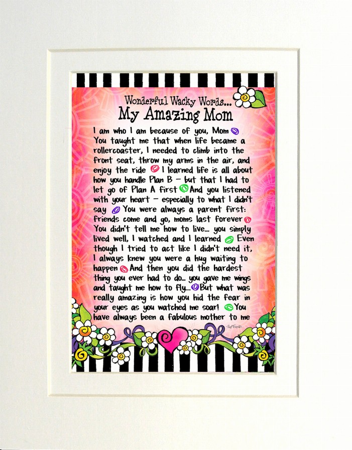 Mom Themed Gifty Art - 8" x 10"WhiteMy Amazing Mom