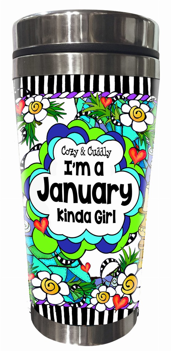 Month of Year Stainless Steel Tumbler - January-Cozy and Cuddly