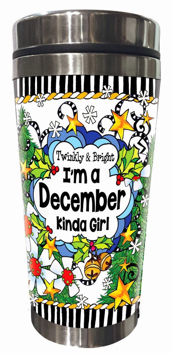 Month of Year Stainless Steel Tumbler - December-Twinkly and Bright