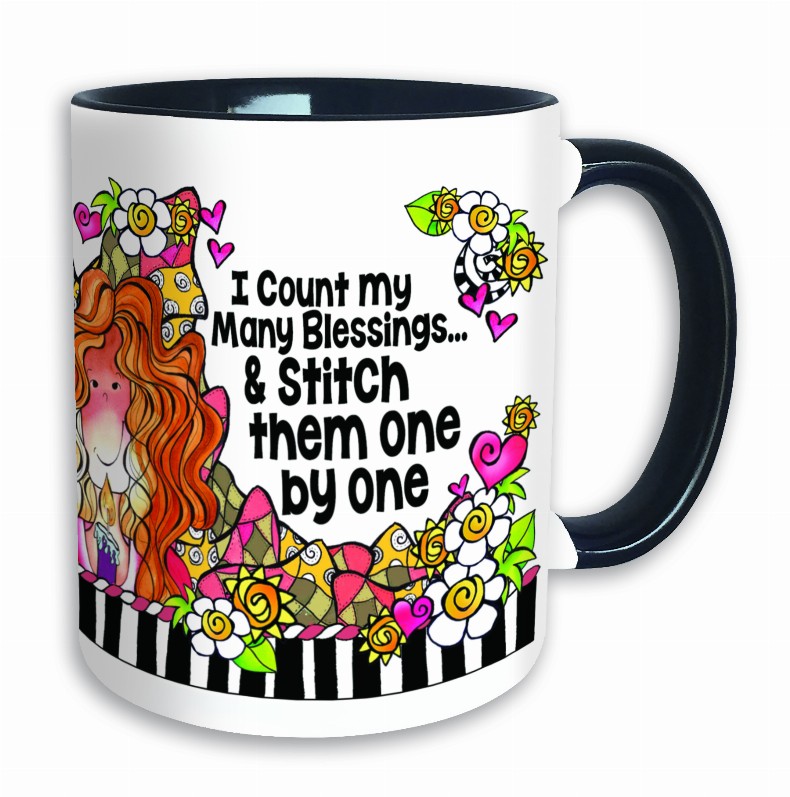 Quilt Collection Colored Mug - Many Blessings