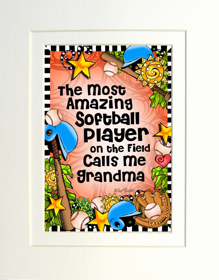Softball Mom/Grandma Themed Gifty Art - 8" x 10"WhiteSoftball_GRANDMA (SFM)