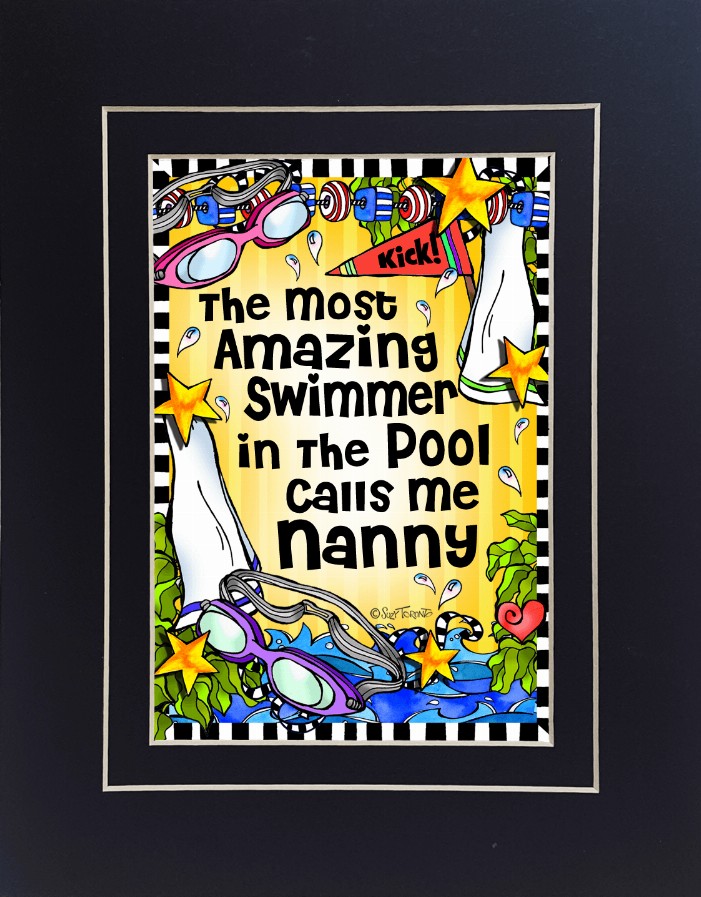 Swim Team Mom/Grandma Themed Gifty Art - 8" x 10"BlackSwim Team_NANNY (SFM)