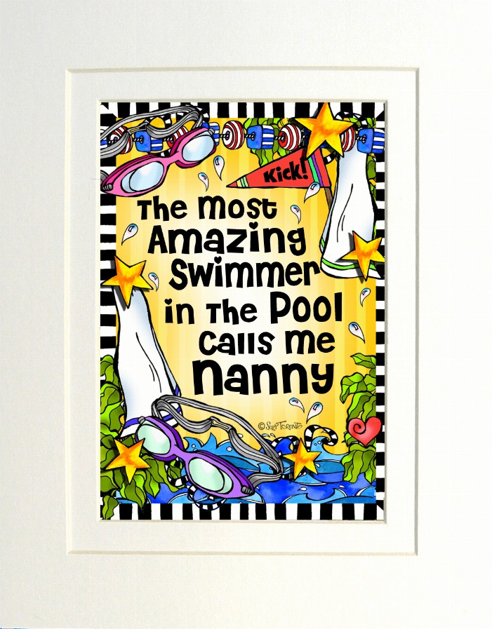 Swim Team Mom/Grandma Themed Gifty Art - 8" x 10"WhiteSwim Team_NANNY (SFM)