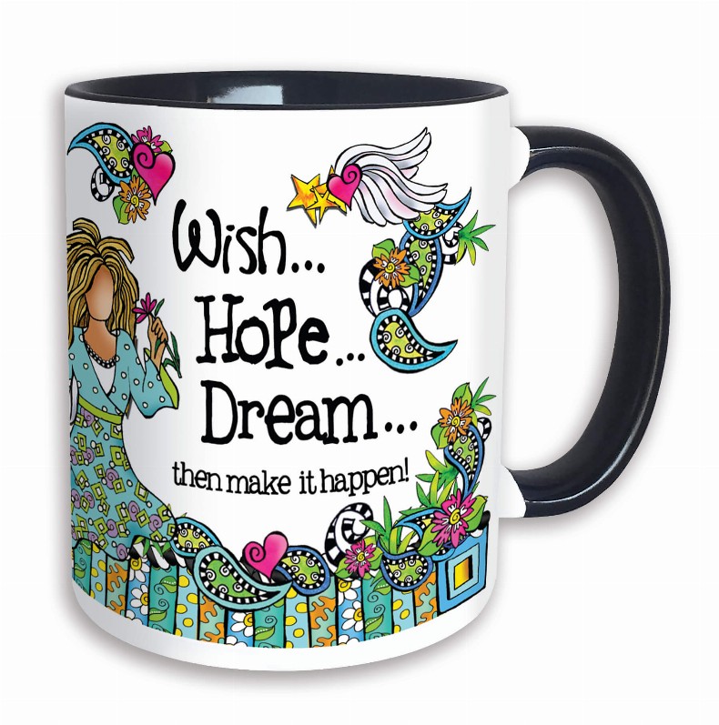 Wacky Ceramic Mug -  Wish Hope Dream