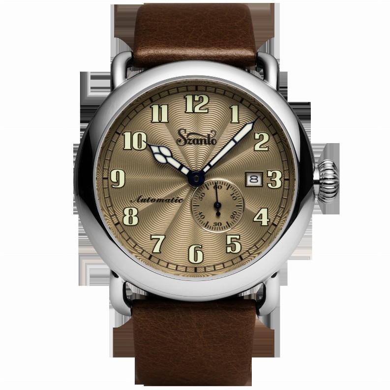 Szanto Automatic Officer SZ - one size - 43MM SS CASE/BROWN DIAL/BROWN STRAP SZ 6304