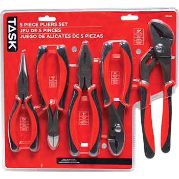 5pc Pliers Set with Soft Touch Rubber Grip
