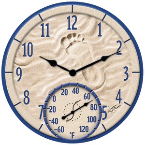 Springfield Precision 91501 14" By the Sea Poly Resin Clock with Thermometer