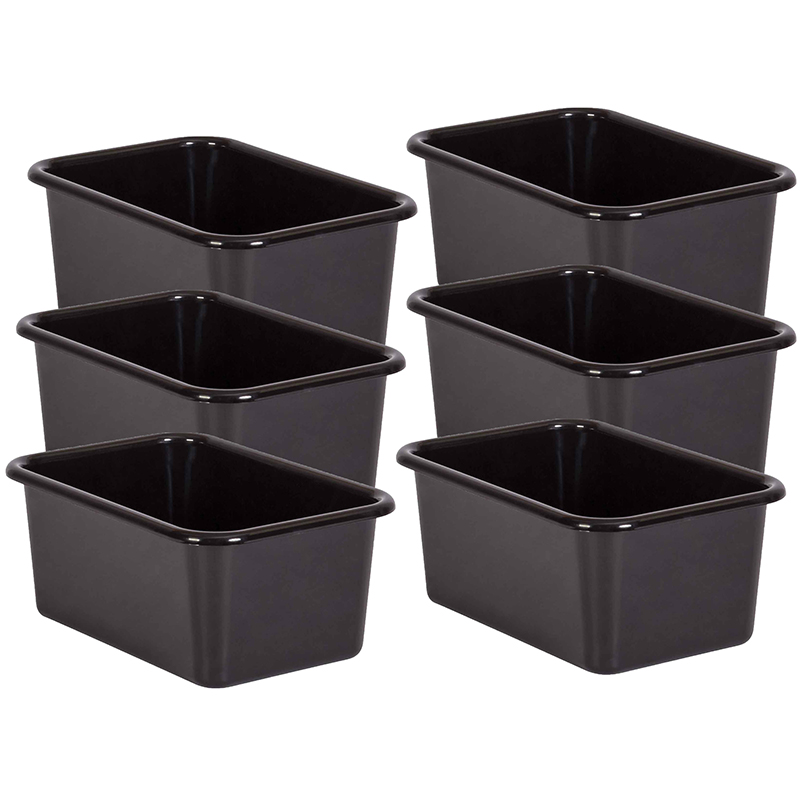 Black Small Plastic Storage Bin, Pack of 6