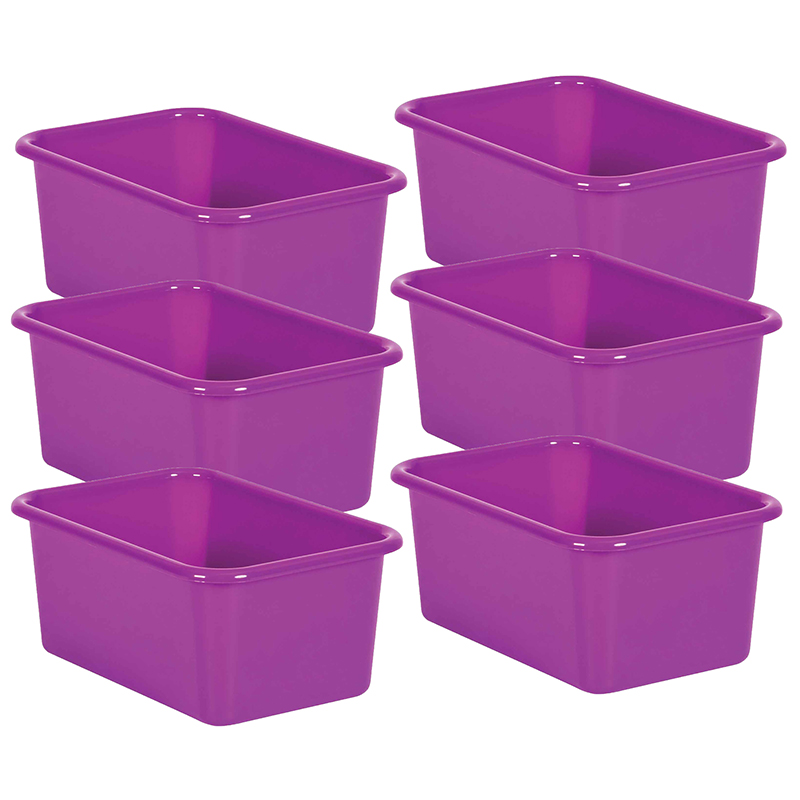 Purple Small Plastic Storage Bin, Pack of 6