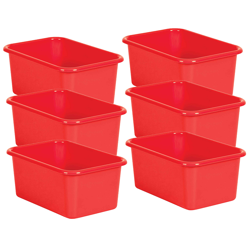 Red Small Plastic Storage Bin, Pack of 6
