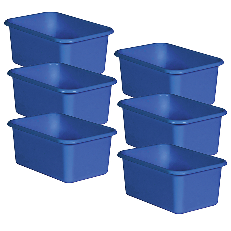 Blue Small Plastic Storage Bin, Pack of 6