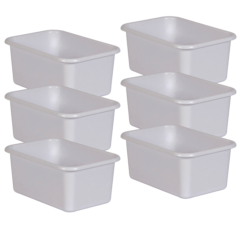 White Small Plastic Storage Bin, Pack of 6