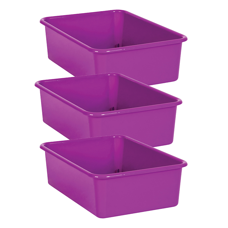 Purple Large Plastic Storage Bin, Pack of 3
