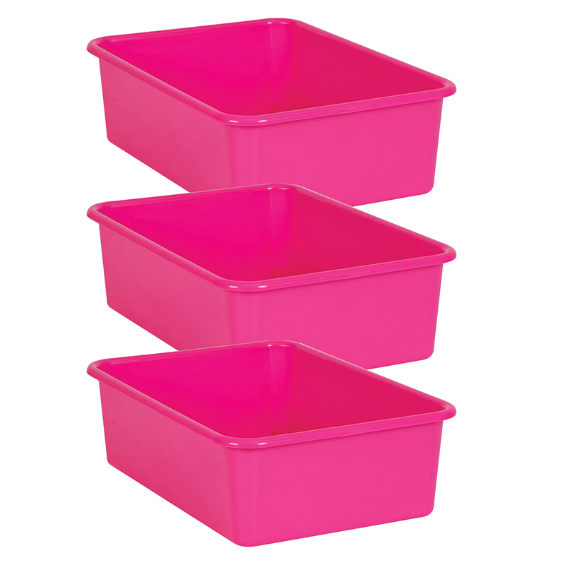 Pink Large Plastic Storage Bin, Pack of 3